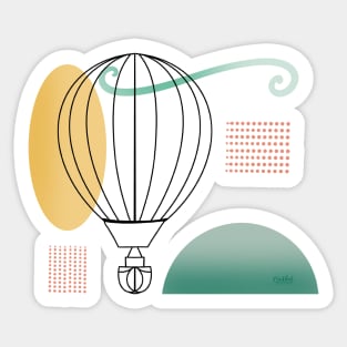 Hot Air Balloon Line Art Sticker